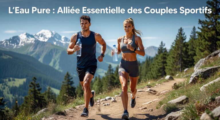 Couple sportif s'hydratant avec de l'eau pure après entraînement