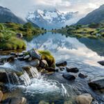 Bouteilles d'eau minérale française premium alignées sur table