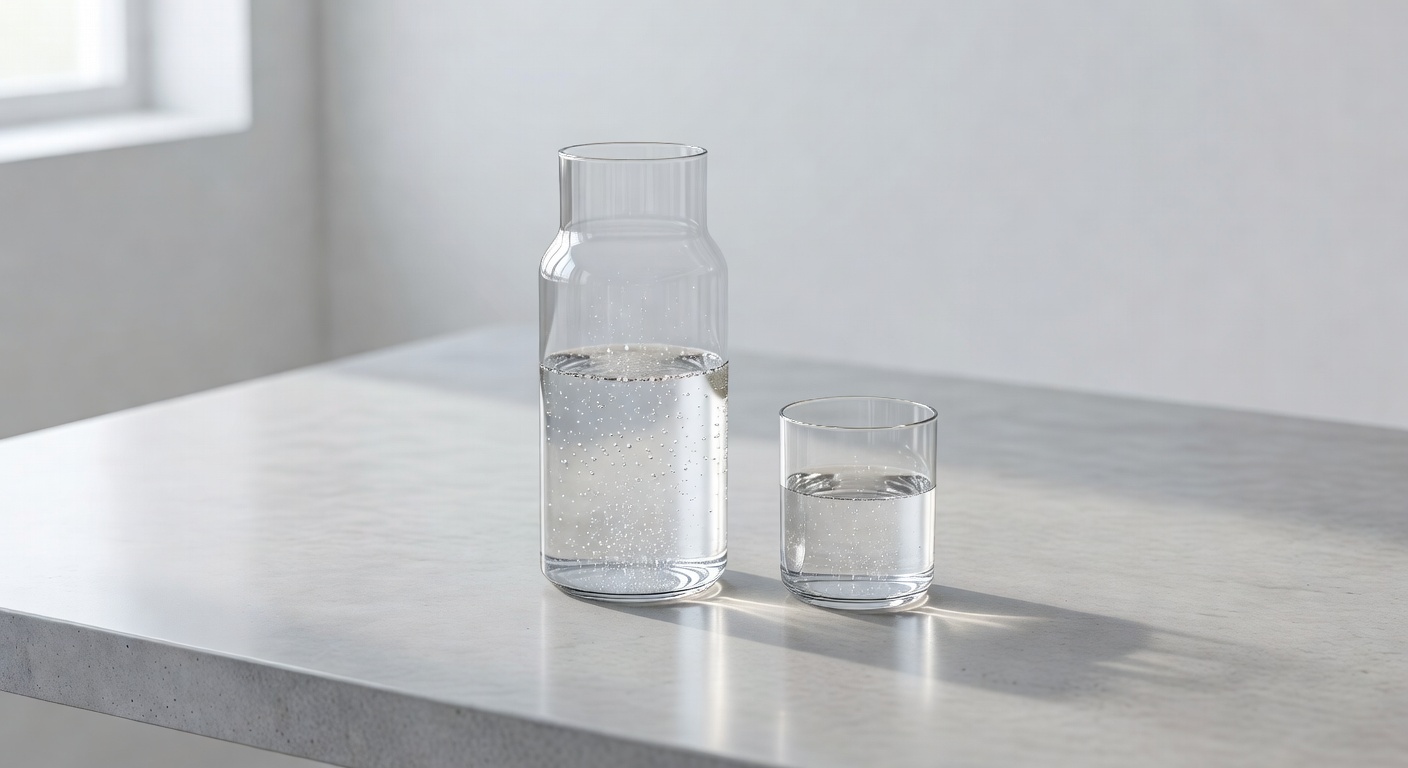 Verre d'eau hydrogénée fraîche avec bulles d'hydrogène visibles