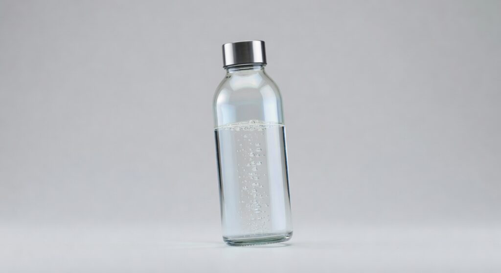 Bouteilles d'eau hydrogénée avec étiquette de prix comparatif